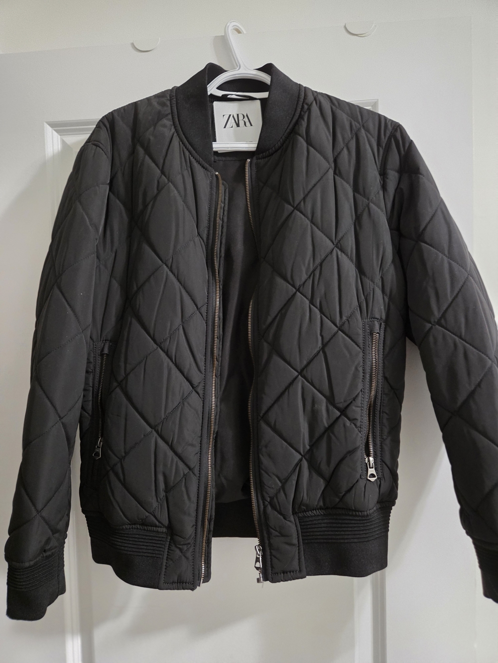 ZARA Black Quilted Bomber Jacket